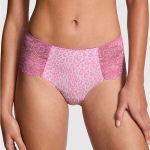 Victoria’s Secret PINK No Show Cheeky Women's Moonstone Pink Leopard Lace Panty